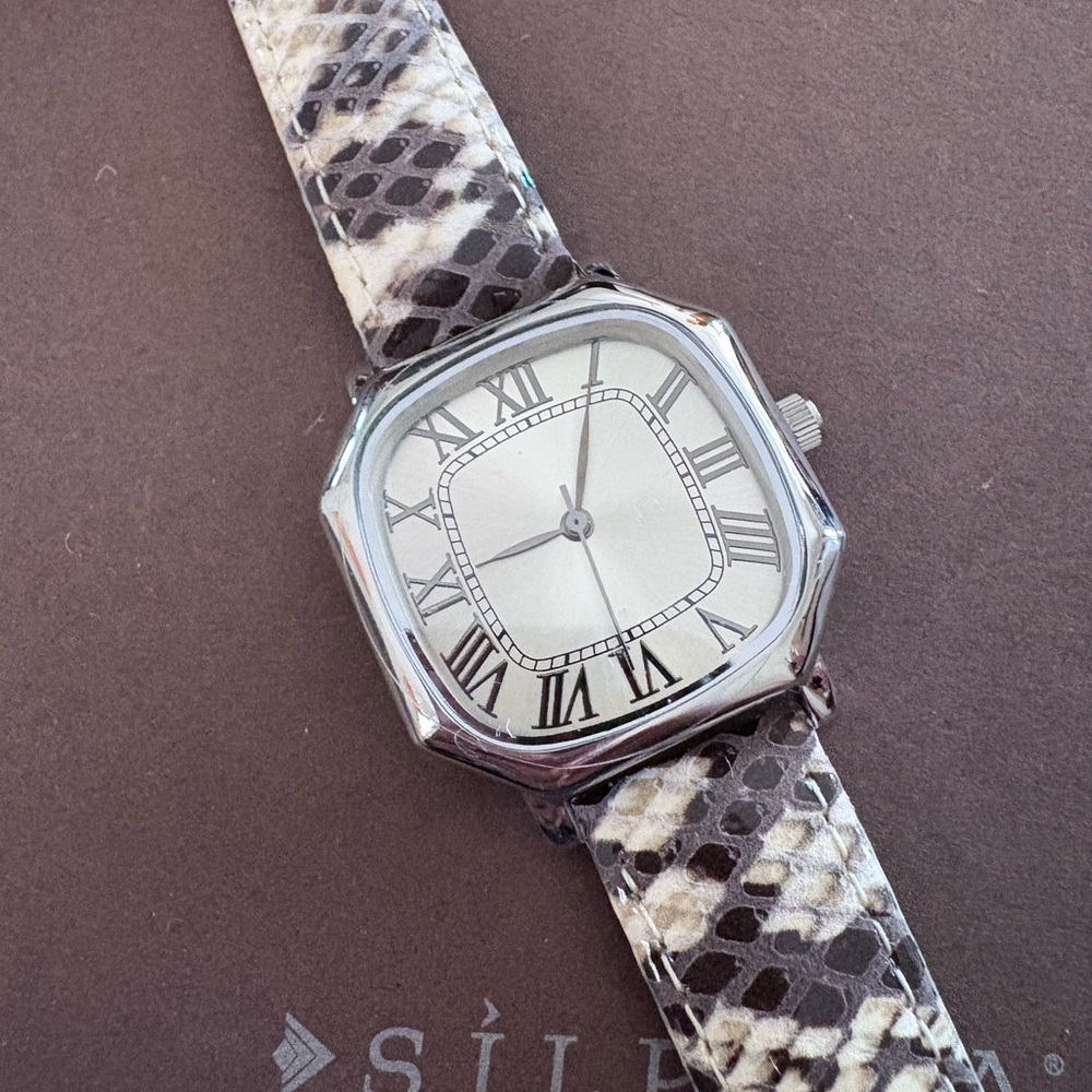 Silpada Ivory Snakeskin Watch with Silver Accents